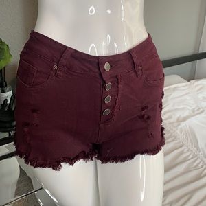 Maroon jean shorts